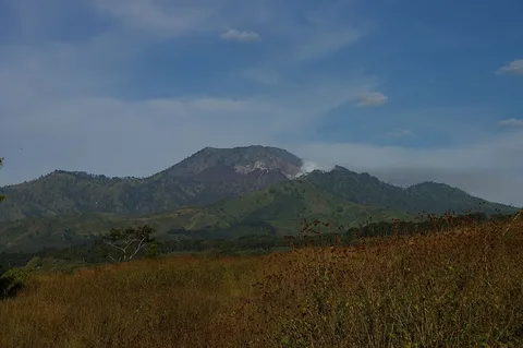 Merapi and Kawah Ijen seen from the Ijen caldera
