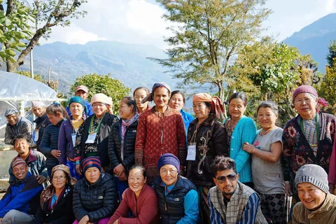 Participants at a coffee-growing workshop in Deusa, Solukhumbu